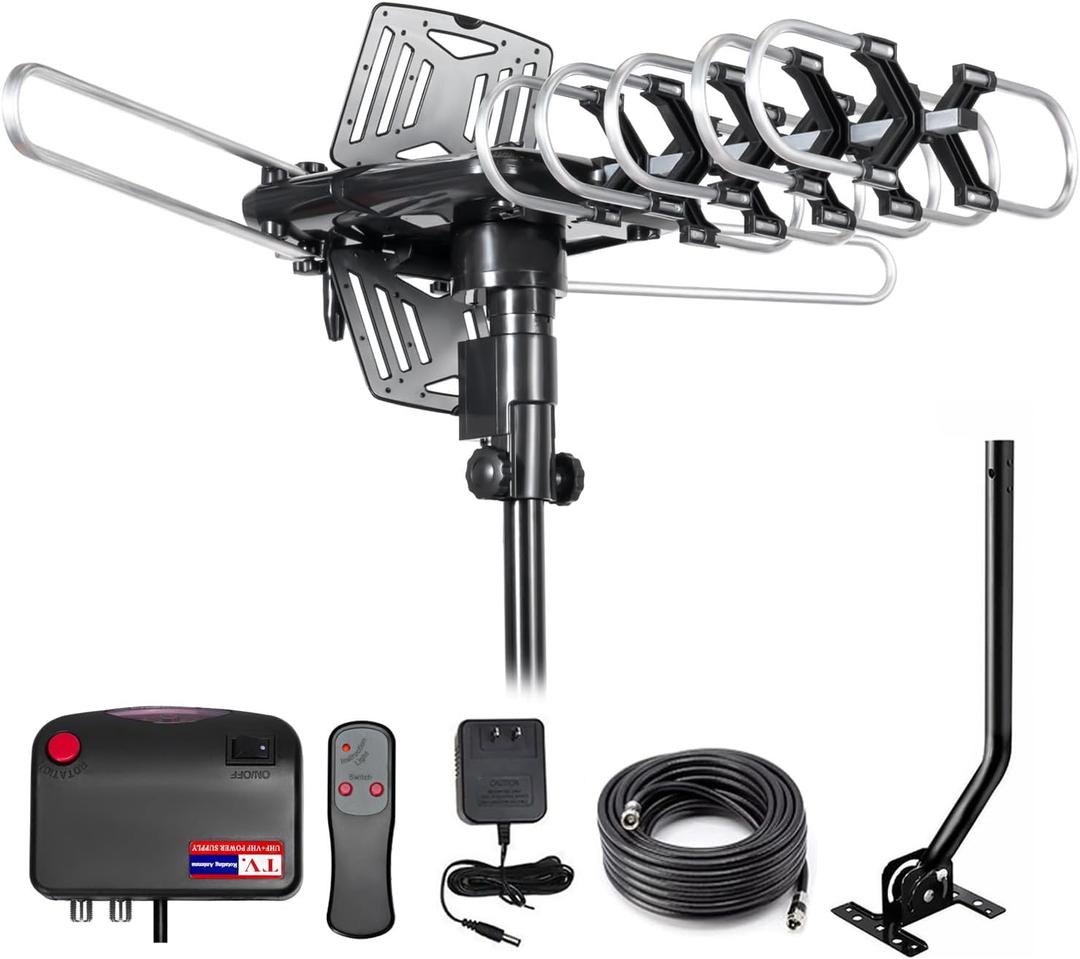 2026 Upgraded Outdoor TV Antenna for Smart TV,360 Omni-Directional Reception Long 150+ Miles Range Enhance VHF&UHF 4K Ready HDTV Antenna with Added Stability for Outdoor/Attic- 25ft RG6 Coax Cable
