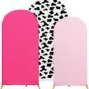 3 Sets Cow Theme Party Arch Backdrop Cover Cow Birthday Party Decorations Spandex Backdrop Stand Cover 4ft, 5ft, 6ft for Birthday Banquet Ceremony(Pink)