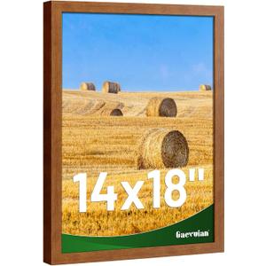 14x18 picture frame,Distressed Farmhouse Wood Pattern 14x18 frame,Display with Plexiglass,Horizontal and Vertical frame 14 x18,Wall Mount Dcor,Teak Wood Grain,1Pack