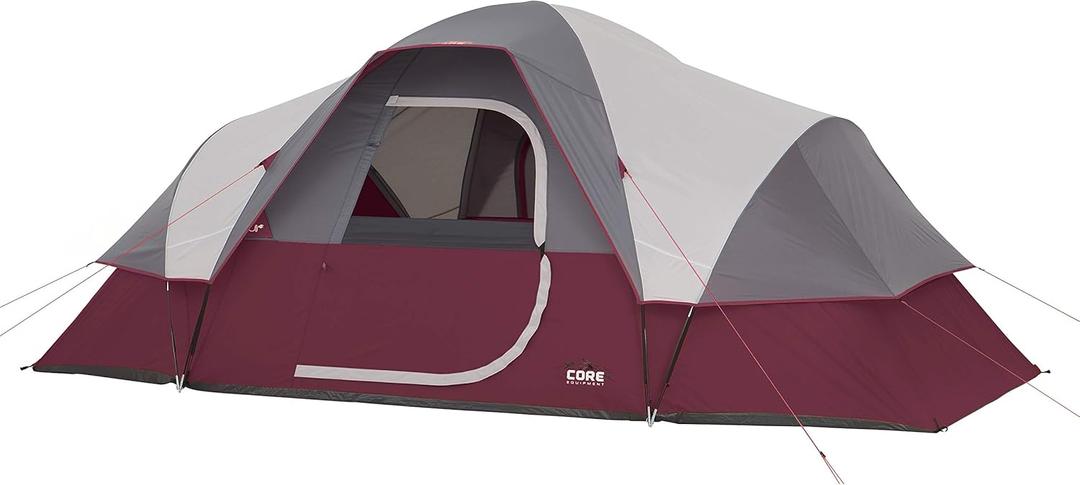 CORE 9 Person Large Multi Room Tent for Family Camping, Hiking and Backpacking | Portable Dome Stand Up Tent with Storage Pockets for Camping Accessories