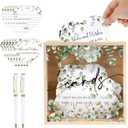 53 Pcs Wedding Card Boxes for Reception Greenery Holder Box 50 Advice and Wishes Card 2 Ballpoint Pens Wedding Wishes Set for Reception Bridal Shower