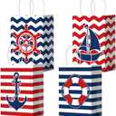 Nezyo 24 Pcs Nautical Party Gift Bags Nautical Candy Anchors Goody Treat Bags with Handles Party Decoration for Themed Birthday Party Supplies