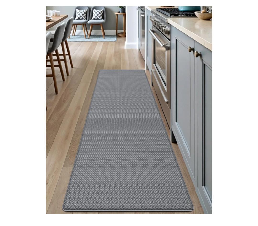 DEXI Kitchen Floor Mats Cushioned Anti Fatigue,17x59, Standing Runner Rug Waterproof, Comfort Memory Foam Padded for Front Sink Laundry, Grey