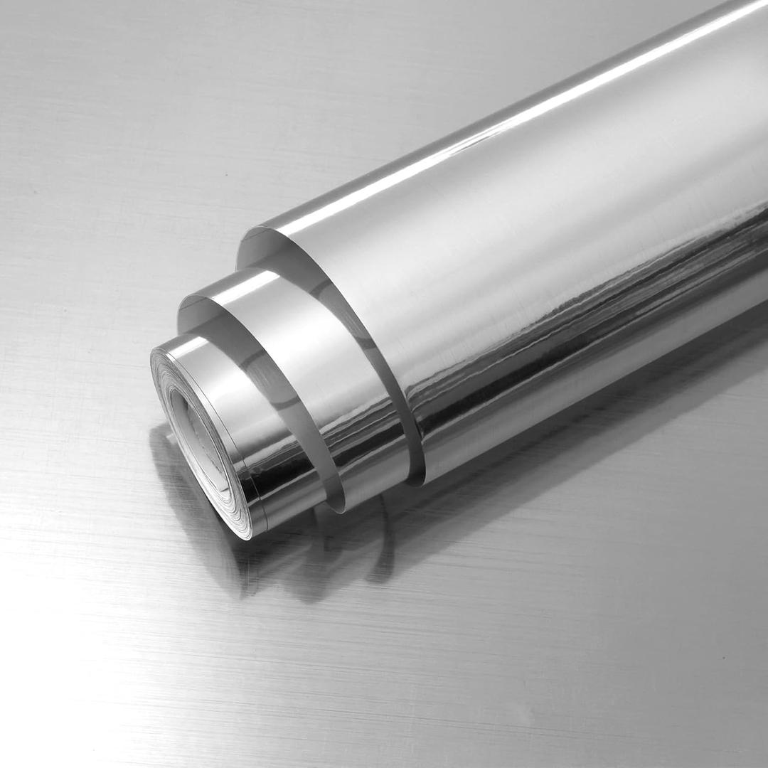 Silver Stainless Steel Contact Paper Peel and Stick Metallic Wallpaper Removable Wall Paper for Appliances Decorative Self Adhesive Roll for Kitchen Fridge Dishwasher Cabinets 15.7"x80"