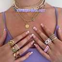 3 x 24 PCS Christmas Press on Nails Short Almond - ZWENJIE Winter Cute Sequins Fake Nails Press ons Nail Black French Art Tips with Glossy Design Full Cover Acrylic False Nails Glue on Nails Kit for Woman