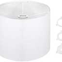 OTTOSEA White Drum Lampshade 13''Top X 13'' Bottom X 10'' High, for Table, Floor & Bedside Lamps Natural Linen Hand Crafted, Easy Assembly Required，Lnclude E26-E14-11mm Adapter Ring