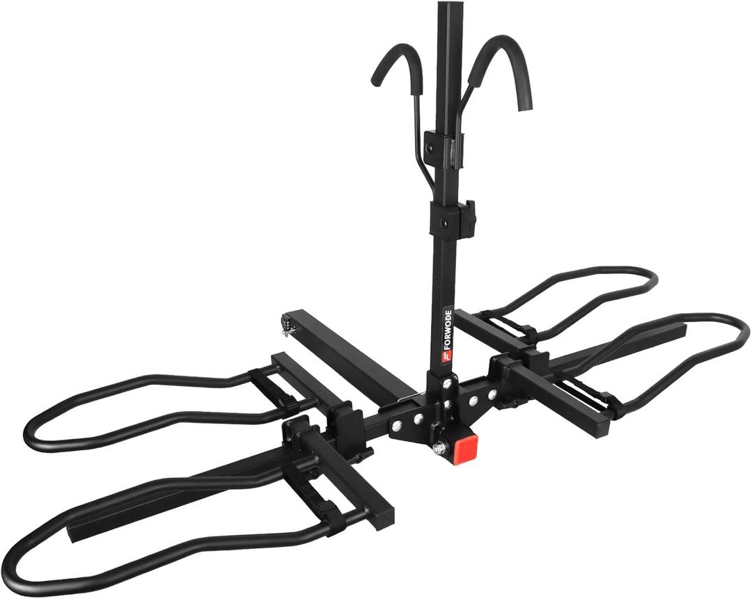 FORWODE Bike Rack Hitch for Car, 200 LB 2-Bike Racks with Coded Lock, Wobble Free Smart Tilting Hitch Mount Bike Rack for 2 Inch Receiver, Bike Carrier Fits Up to 5 Inch Fat Tire Electric Bike for Car