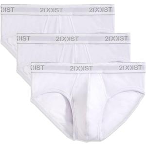2(X)IST mens Essential Cotton No Show Brief 3-pack (Large, White New Logo)