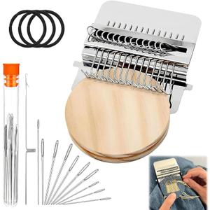 Knit Patch Kit PatchMaker 2.0, Portable Darning Loom for Beginners, Knitpatch Kit for Holes Repair on Socks, Clothes & Jeans, Patchwork Weaving Tool Set for Quickly Sewing Repair(21 Hooks)
