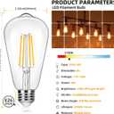 4-Pack Vintage 8W ST64 LED Edison Light Bulbs 100W Equivalent, 1400Lumens, 2700K Warm White, E26 Base LED Filament Bulbs, CRI 90+, Antique Glass Style Great for Home, Bedroom, Office, Non-Dimmable