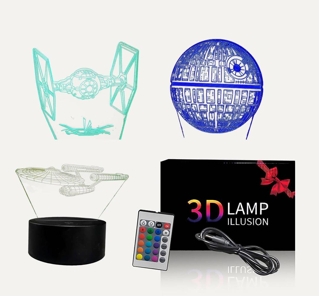 TITISKIN 3D Illusion LED Night Light,16 Colors Gradual Changing Touch Switch USB Table Lamp for Holiday Gifts or Home Decorations 3Pattern