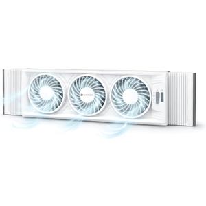 Comfort Zone Triple Window Fan with Adjustable Thermostat | 3-Speed High-Velocity Cooling | Horizontal or Vertical Manual Control | Fits Double Hung Windows (Min 25" x 8") | Fully Assembled | White
