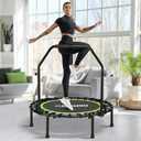 ONETWOFIT Foldable Rebounder Trampoline for Adults, 40/42/45 Mini Fitness Trampoline W/Adjustable Foam Handle Bungees, Quiet Exercise Trampoline for Personal Indoor Workout