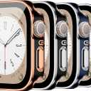 EIHAIHIS Screen Protector for Apple Watch Case Cover Series 11 10 9 SE 8 7 6 5 4 40mm 44mm 41mm 45mm 42mm 46mm Tempered Glass Waterproof PC Protective Bumper Face for iwatch SE2 gen2 SE 3 Women Men (3-B Rose Gold/B Silver/Blue Silver/Silver White)