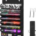 Playmat Tube Storage Bag with 6+1 Slots for MTG, TCG - Hangable Playmat Holder Over The Door,Portable Game Mat Organizer Case with XL Mesh Pockets & 2 Hooks for RPG Card Games