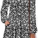 ANRABESS Women's Casual Long Sleeve V Neck Tiered Swing Flowy Loose A-line Cute Mini Short Spring Fall Dress