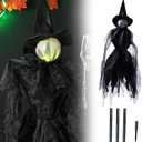 BEATIZ Light Up Holding Hands Screaming Witches Sound Activated Sensor with Stakes, Scary Standing Witch Decor, Halloween Decorations Outdoor Witches for Garden Yard Lawn