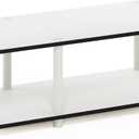 Furinno JUST TV Stand, 2-Tier No Tools Mid Entertainment Center with Open Shelf, TV Console for TV up to 46 Inch with Tubes, for Living Room, Bedroom, White