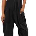 ANRABESS Jumpsuits for Women Casual Summer Overalls Sleeveless Spaghetti Strap Romper Jumpers Trendy Beach Vacation Outfits, Size M