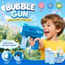 Light Up Bubble Machine Gun for Kids,Blue 10-Hole Automatic Bubble Gun forToddlers 1-3, Durable Handheld BubbleGun with Refill Solution for Kids Ages 4-8, Wedding Easter Party OutdoorBubble Toys(blue)