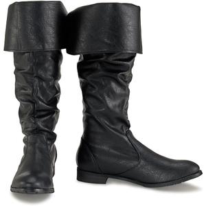 DUNHAO COS Medieval Male and Female Renaissance Pull On Mid Calf Gothic Boots Flat Jazz Boots Renaissance Boot (10.5, Black)