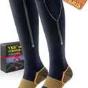Medical Zipper Compression Socks 20-30 mmHg for Women & Men (2 Pairs) - Easy On Copper Compression Socks for Circulation, Swelling, Odor Control, Athletic, Travel, Flying (Large)
