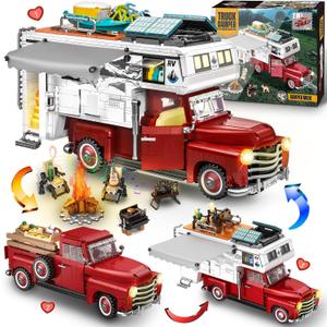 Zylvoxia Camper Van Buliding Block for Adults, 2 in 1 Include Camper Rvs and Farm Pick-up Trucks Building Block Gift for Teens and Adults, Farm Trucks Building Set Present for Kids, 2188Pcs