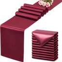 12 Pack Burgundy Satin Table Runner 12x108 Inches Long, Silk-Like Smooth Table Decor for Wedding Birthday Party