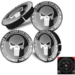 4 pcs Wheel Center Caps Skull Universal Wheel Center Cover Skull Wheel Center Hub Caps,Car Wheel Center Cap Kit,for 56 mm Hub Caps with Embedded Base,Rustproof,for Car SUV