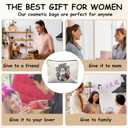 Chinoiserie Christmas Santa Makeup Bag for Women, Blue and White Merry Christmas Cosmetic Bags, Xmas Grandmillennial Holiday Zipper Makeup Pouch for Purse