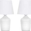 Sucolite Small 11.8" Table Lamps Set of 2, Bedside Nightstand Lamps for Bedroom Kids Room, Cute Desk Lamps with Studded Texture Base for Reading Nursery Living Room Office, White