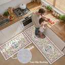 HEBE Washable Kitchen Rugs Sets of 3, Non Slip Absorbent Kitchen Rugs and Mats, Farmhouse Stain Resistant Kitchen Mat Carpet Runner for Kitchen Floor, Laundry Room, Hallway (20"x32"+20"x48"+20"x59")