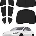 Windshield Sun Shade for Tesla Model Y 2020-2024 Accessories Side Rear Window Shade Cover Set Window Sun Visor Blocker Privacy Cover for Camping Keep Vehicle Cool Black 8PCS (Not for Juniper)
