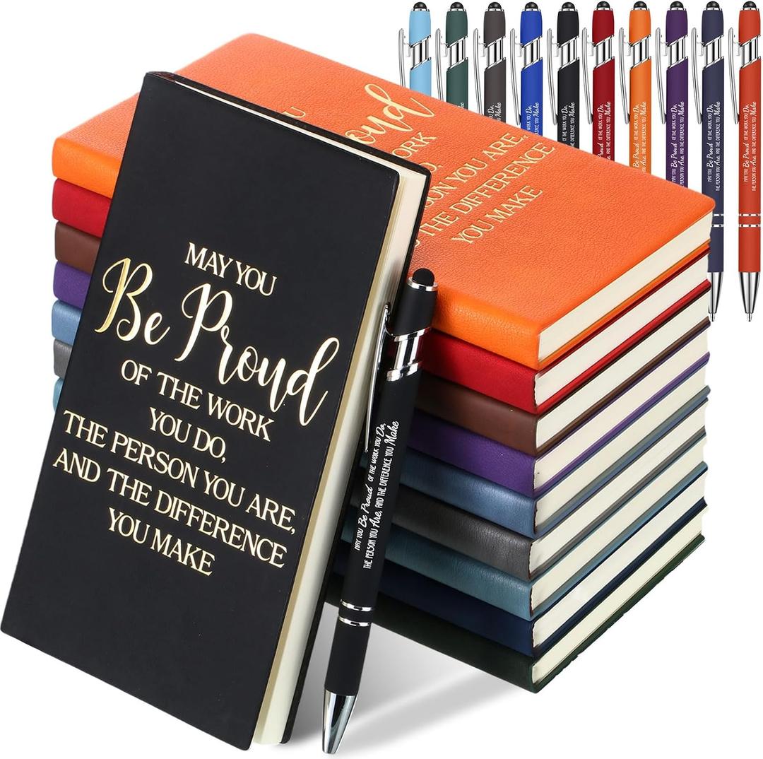 Yeaqee 20 Pack Graduation Gifts Leather Journal Notebook with Ballpoint Pen 2026 High School College Masters Degree Phd Nurse Graduation Gift Ideas for Her Him Women Men(Proud)
