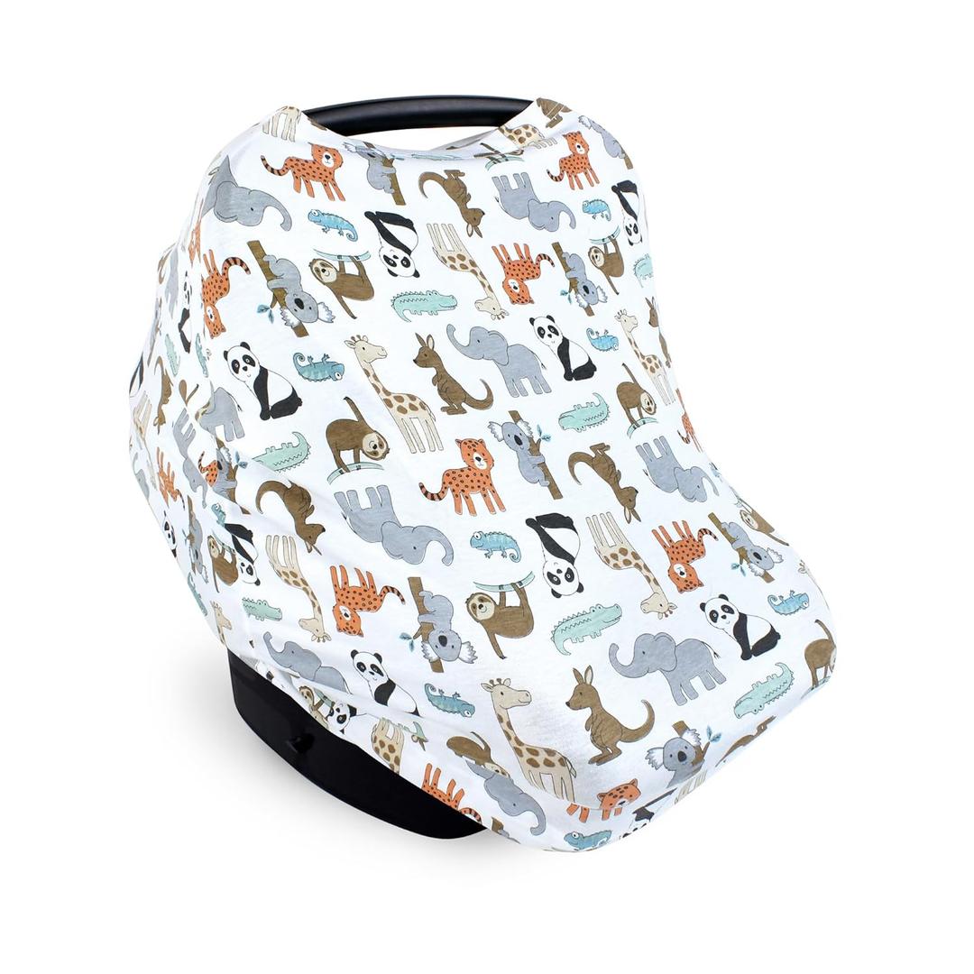 Hudson Baby Unisex Baby Multi-use Car Seat Canopy, Zoo Animals, One Size
