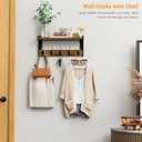 Wall Hooks with Shelf, Wood Coat Rack with Shelf Wall-Mounted, Entryway Hanging Shelves with 5 Metal Hooks for Clothes Hats Towel Purse Robes, Bathroom Mudroom Bedroom, Rustic Brown