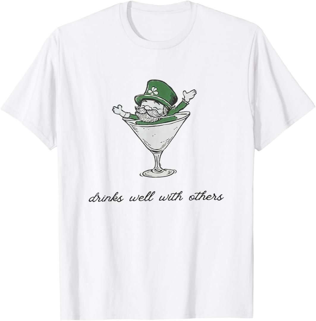 Leprechaun Martini Cocktail St Patrick's Day Womens T-Shirt, White Medium