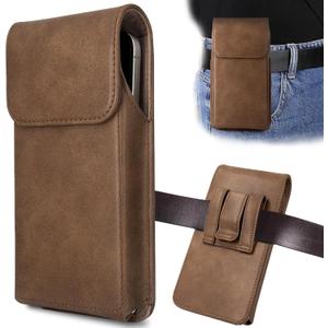 Holster for iPhone 16, 16 Pro, iPhone 15, 15 Pro, 14, 14 Pro, 13, 13 Pro, 12, 12 Pro, 11, Galaxy S25, S24, S23, Premium Leather Pouch with Belt Clip Phone Holster Belt Case, Light Brown -M