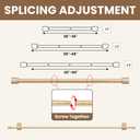 Curtain Rods No Drilling for Windows 28 to 36 Inch, 5/8" Adjustable Gold Curtain Rod, Renter-friendly with Adhesive Brackets for Drill-free Installation.