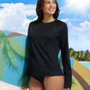2 x baleaf Rash Guard for Women Swim Shirts UPF 50+ UV Sun Protection Long Sleeve Swimsuit Top Zipper Pocket Thumbhole (Black, S)