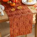 Fall Table Runner, Caramel Pumpkins 3D Faux Fur Table Runners, Soft Thanksgiving Halloween Table Decor for Indoor Outdoor, Autumn Home Party Decor, 13*37 Inch