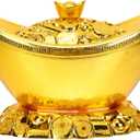 Cabilock Gold Ingot Candy Box 9.05X5.51X5.51 Inch Portable Chinese Feng Shui Ornament for Home Decor Wedding Party Storage and Display