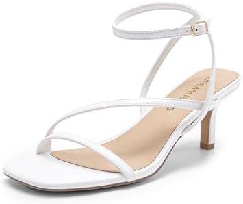 DREAM PAIRS Women's Low Kitten Heels Strappy Open Square Toe Ankle Strap Sexy Fashion Comfort Dress Shoes Party Heeled Sandals, 8,5
