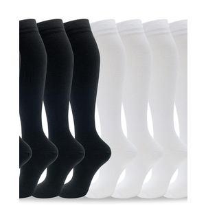 fenglaoda 6 Pairs Compression Socks for Men & Women 20-30 mmHg Knee High Nurse Pregnant Running Medical and Travel Athletic S/M