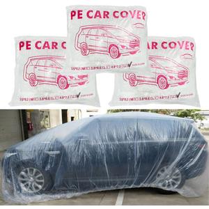 LuliKa 3 Packs Disposable Car Cover Clear Plastic Car Cover Universal Rain Dust Garage Cover with Elastic Band Large (15.7FT x 24.6FT)