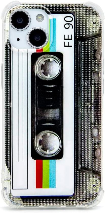 Case for iPhone 14 Matte Finish Heavy Duty Soft Back Cover with Reinforced Corners TPU Soft Bumper Retro Cassette Tape Case Compatible with iPhone 14