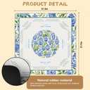 Blue and White Chinoiserie Porcelain Mahjong Mat 31.5 x 31.5 in