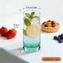 Green Highball Glasses Set of 6,13oz Drinking Glass Cups for Mixed Drink Cocktail, Beer, Mojito, Water and Juice,Thick Tall Crystal Glassware for Kitchen, Restaurant, Home Bar and Parties