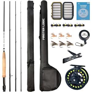 Fly Fishing Rod and Reel Combo Starter Kit, Graphite Fly Rod with Cork Handle, Die Cast Aluminum Reel, Fly Box Case & Fishing Flies and Carrying Case and Accessories Fly Fishing Rod and Reel Combo Starter Kit, Graphite Fly Rod with Cork Handle, Die Cast Aluminum Reel, Fly Box Case & Fishing Flies and Carrying Case and Accessories