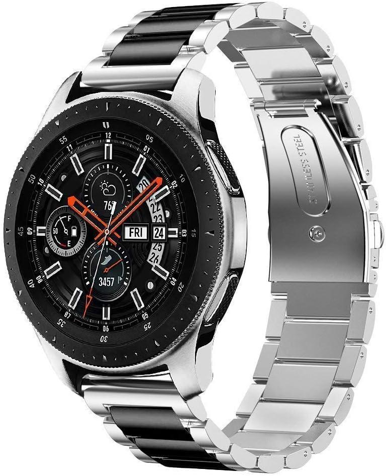 iiteeology Compatible for Samsung Galaxy Watch Bands 46mm XL, Galaxy Watch 3 Bands 45mm, Stainless Steel Band for Samsung Galaxy Watch SM-800 Smart Watch - Silver/Black XL